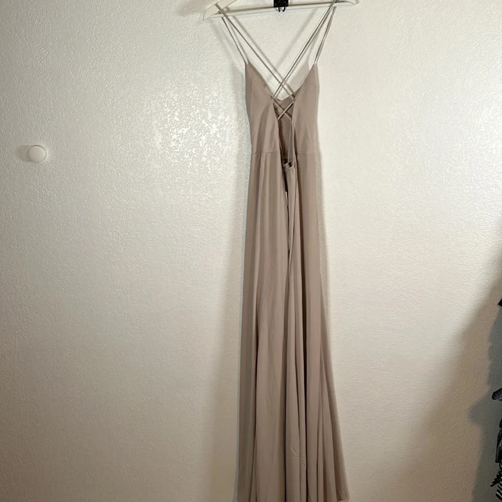 Show Me Your MuMu Godshaw Goddess Gown Dusty Pink Lace Up Back Size Medium - Picture 4 of 10
